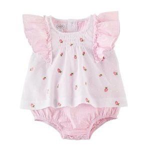 NWT Mud Pie Rose Embroidered Overlay 9-12m